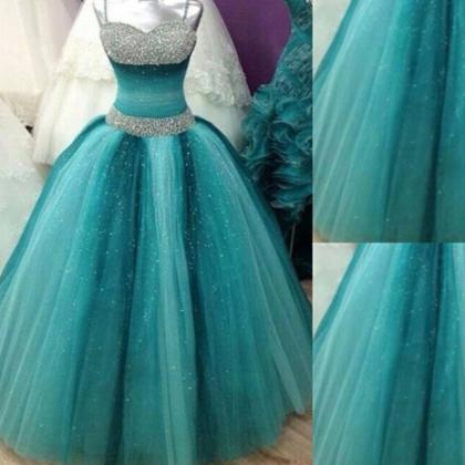 Crystal Detailing Spaghetti Straps Ball Gown Tulle..