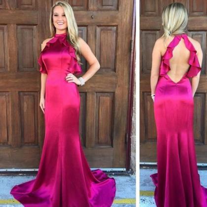 2017 Long Plus Size Prom Dress Backless Pleated..