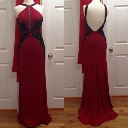 2017 Long Large Size Prom Dress Backless Applique..