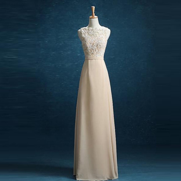 2017 Long Large Size Prom Dress Zipper Applique Floor-length Scalloped Sleeveless Chiffon A-line